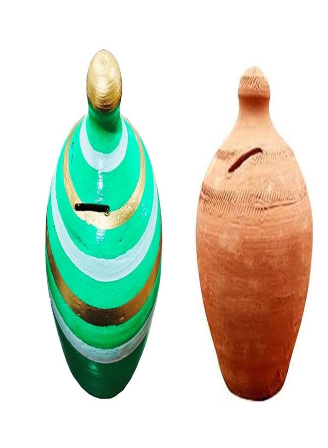SHRIYAM CRAFTS Mitti Ki Gullak/Clay Gullak Large Coin Bank (Gift for Kids) Coin Bank (Gullak sada and Green) Pack of 2 - Image 1